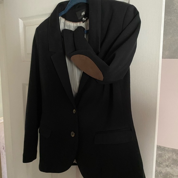 H&M navy blue patch sleeve blazer - Picture 2 of 3